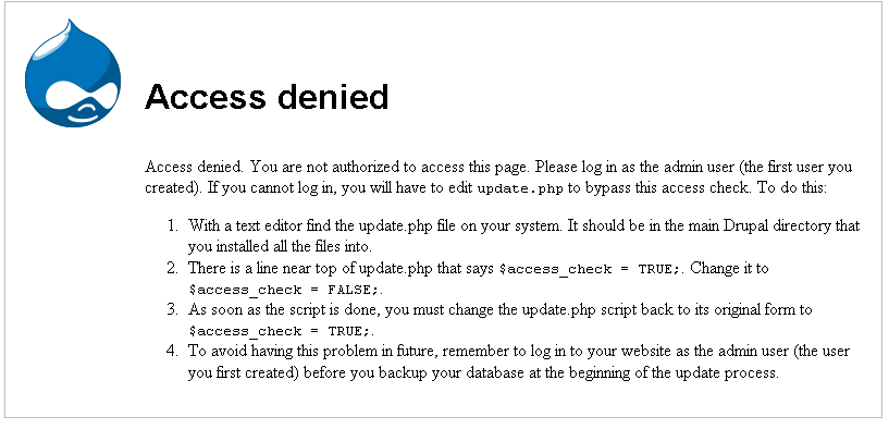 access denied drupal update