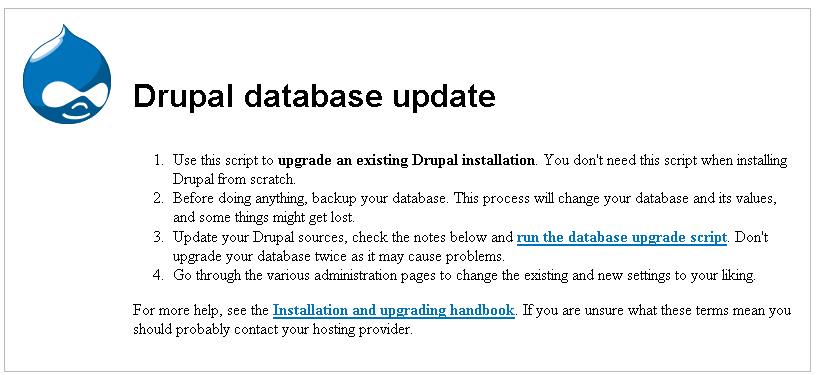 run the database upgrade script