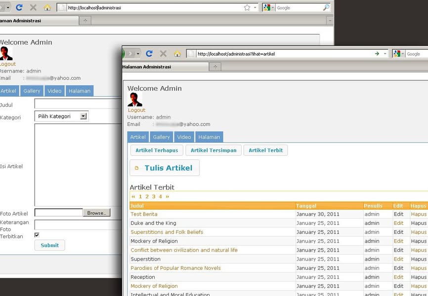 Wordpress custom admin page, by me