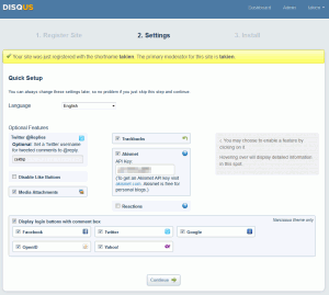 Setting komentar Disqus
