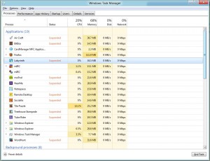 Windows 8 Task Manager, suspended process
