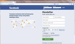 Facebook login page