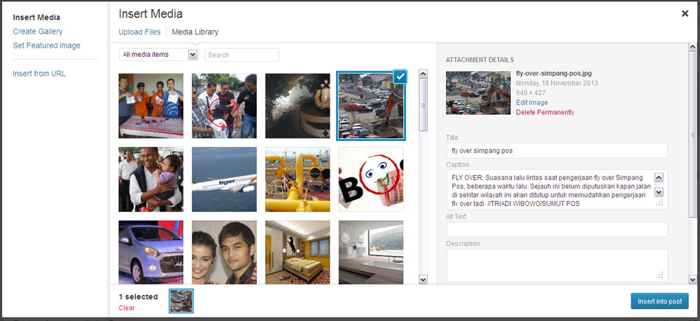 WordPress media library after fix